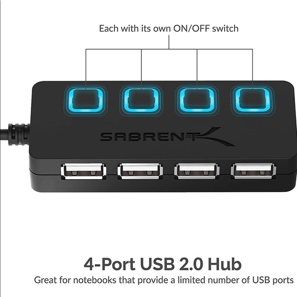 Brand New Sabrent 4-Port USB 2.0 Hub With Power Switches - Picture 5 of 11